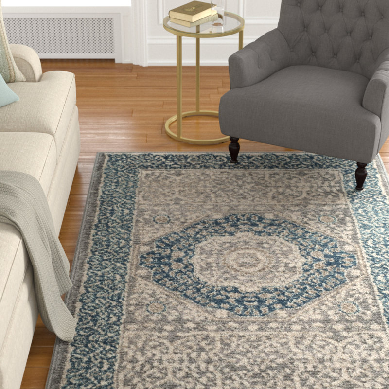Sofia Light Gray/Blue Area Rug & Reviews Joss & Main
